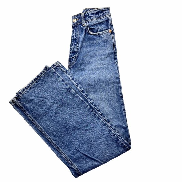 Zara Womens High-Rise Straight Leg Jeans Size 2 / EUR 34 Blue Vintage Wash Denim - Picture 7 of 11